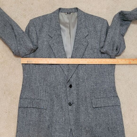 Vtg Bovet Blazer Mens 46R Gray Herringbone Tweed Wool Jacket Sportscoat Corpcore - Picture 10 of 16